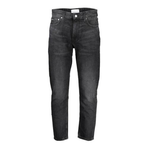 Hoge Taille Denim Jeans Blauw Geborduurd Calvin Klein , Blue , Heren