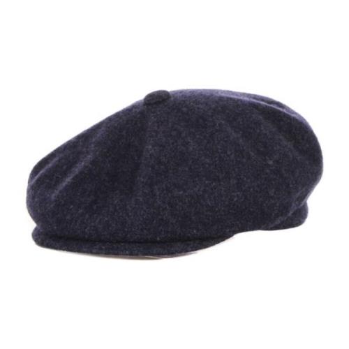 Navy Marl Wol Flat Cap Hoed Kangol , Blue , Heren