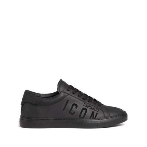 Zwarte platte schoenen iconische cassettestijl Dsquared2 , Black , Her...