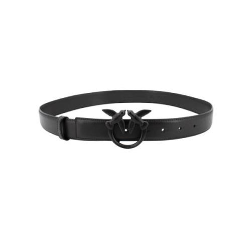 Zijdezachte leren riem met Love Birds gesp Pinko , Black , Dames