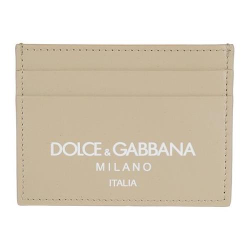 Luxe Portemonnee van Kalfsleer Dolce & Gabbana , Beige , Heren