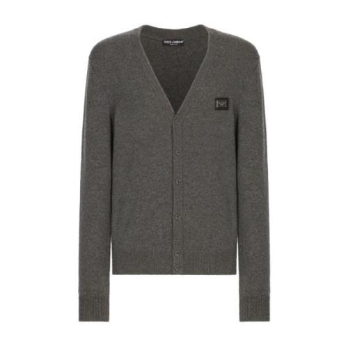 Stijlvolle Cardigan met Uniek Design Dolce & Gabbana , Gray , Heren