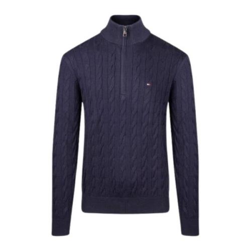 Klassieke Katoenen Kabelrits Trui Tommy Hilfiger , Blue , Heren