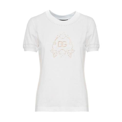 Casual Katoenen T-Shirt met Uniek Ontwerp Dolce & Gabbana , White , Da...