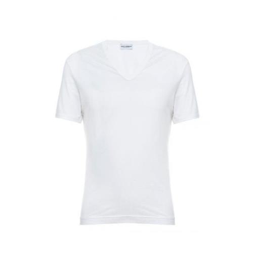 Diepe V-hals T-shirt Dolce & Gabbana , White , Heren