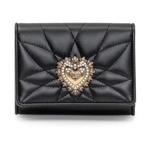 Zwarte portemonnee met drukknoopsluiting Dolce & Gabbana , Black , Dam...