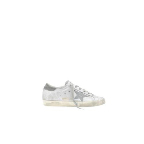 Glitter Leren Super-Star Sneakers Golden Goose , Gray , Dames