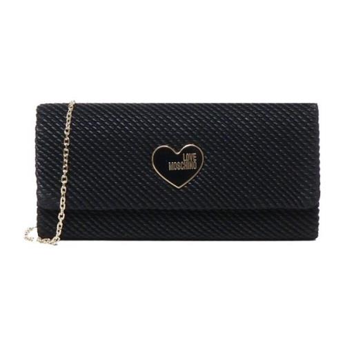 Zwarte Ecoleather Clutch Tas Love Moschino , Black , Dames