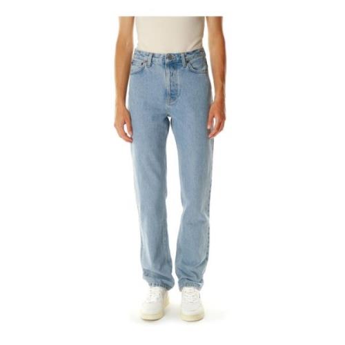 High Waist Straight Fit Jeans Nudie Jeans , Blue , Dames