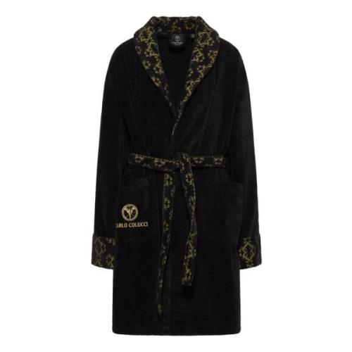 Gouden Velours Jacquard Badjas Carlo Colucci , Black , Dames