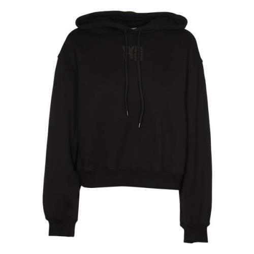 Zwarte Terry Hoodie met Puff Paint Alexander Wang , Black , Dames