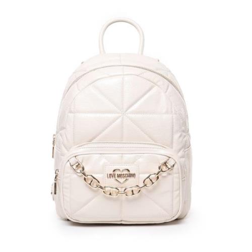 Witte Gequiltte Ronde Tas Love Moschino , White , Dames