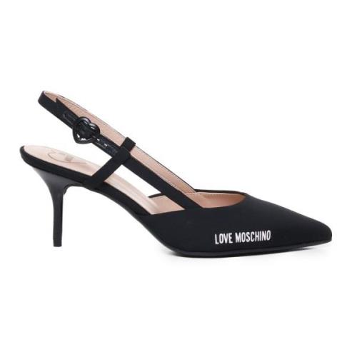 Zwarte platte schoenen met stilettohak Love Moschino , Black , Dames