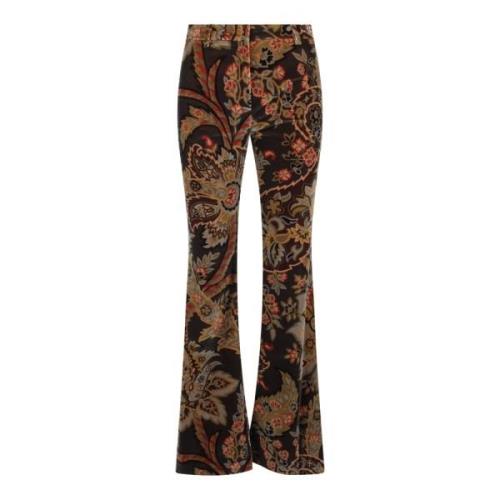 Bloemen Paisley Print Flared Broek Etro , Brown , Dames