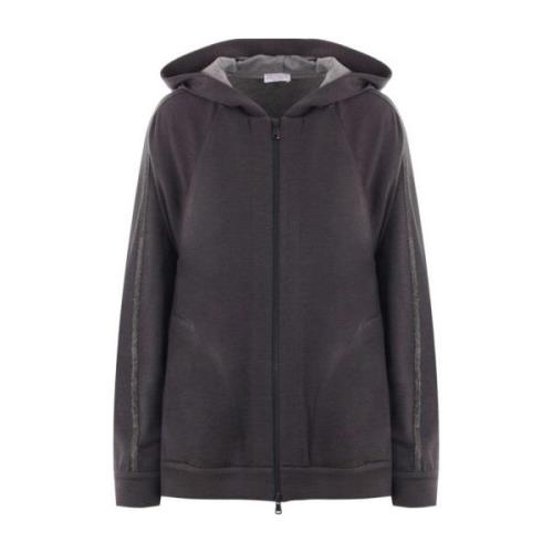 Donkergrijze Zip Hoodie Brunello Cucinelli , Gray , Dames