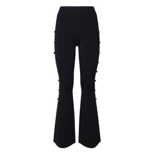 Zwarte Flared Broek Hoge Taille Rits Versace Jeans Couture , Black , D...