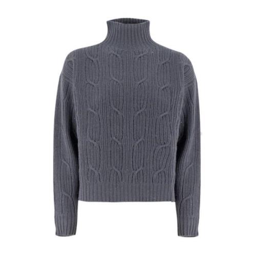 Zachte Gebreide Hoge Kraag Jumper Peserico , Gray , Dames