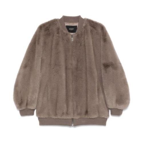 Grijze Faux-Fur Rits Jas Seventy , Gray , Dames