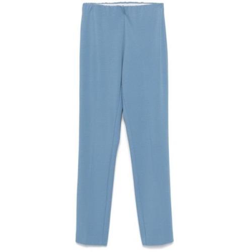 Blauwe Stretch Plooi Broek Le Tricot Perugia , Blue , Dames