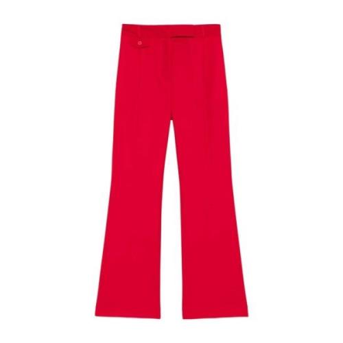 Rode op maat gemaakte broek met plooidetails Semicouture , Red , Dames