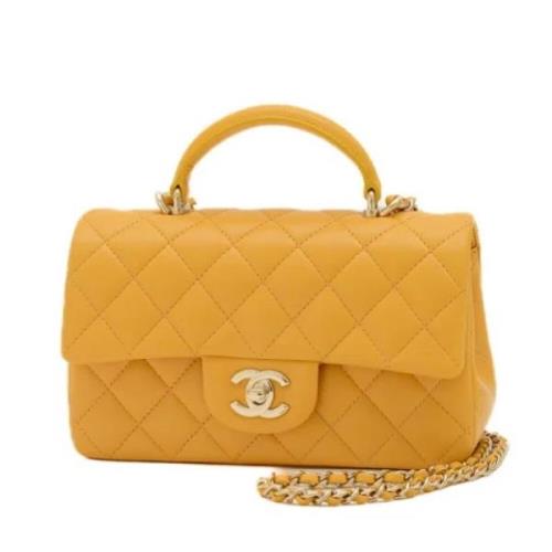 Pre-owned Leather chanel-bags Chanel Vintage , Yellow , Dames