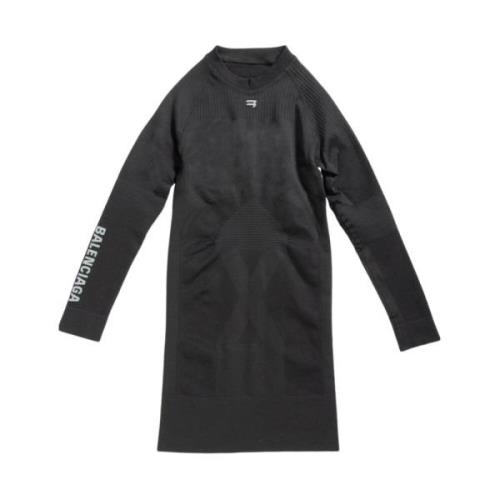 Geribbelde Minijurk met Lange Mouwen Balenciaga , Black , Dames