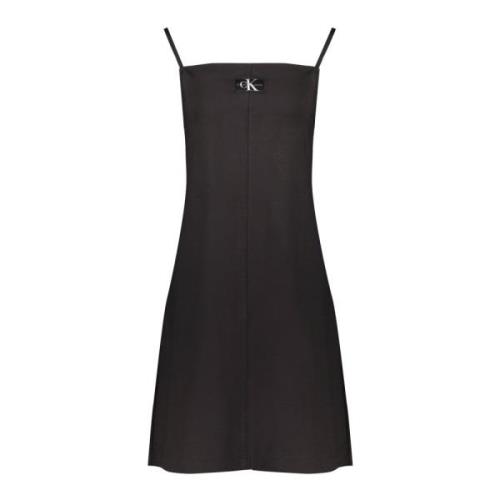 Korte Zwarte Jurk met Dunne Bandjes Calvin Klein , Black , Dames