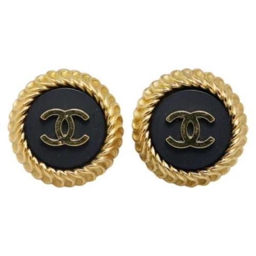 Pre-owned Metal earrings Chanel Vintage , Yellow , Dames