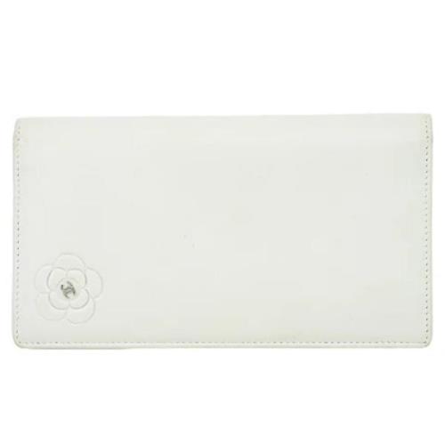 Pre-owned Leather wallets Chanel Vintage , White , Dames