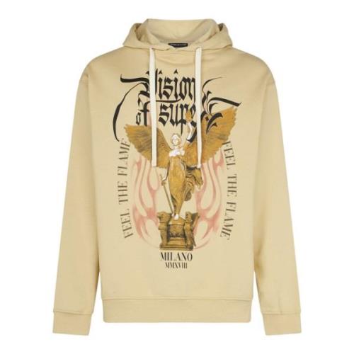 Gotische Vlammen Lichtgewicht Hoodie Vision OF Super , Beige , Heren