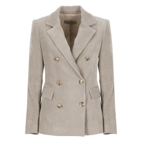 Beige Corduroy Blazer met Peak Revers D.Exterior , Beige , Dames