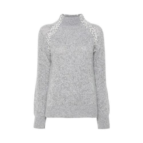 Grijze Marl-Gebreide Cashmere Sweater Ermanno Scervino , Gray , Dames