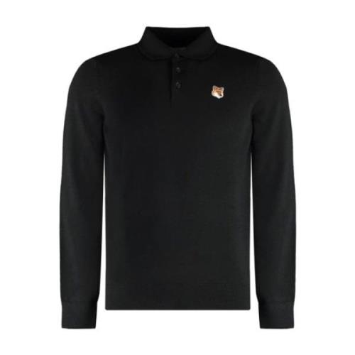 Klassiek Poloshirt in Diverse Kleuren Maison Kitsuné , Black , Heren