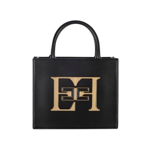 Zwarte Handtas met Geborsteld Effect Rits Elisabetta Franchi , Black ,...