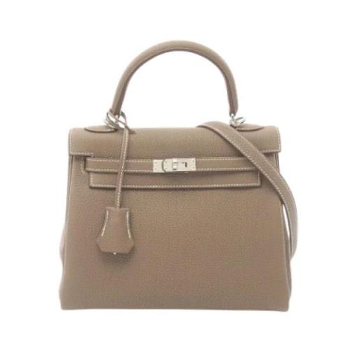 Pre-owned Leather handbags Hermès Vintage , Gray , Dames