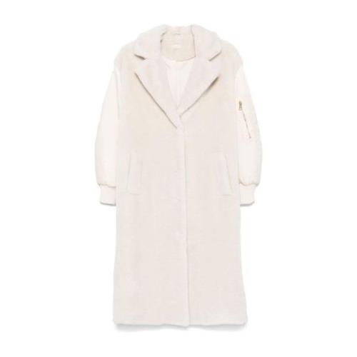 Beige Faux-Fur Jas met Kraag Liu Jo , White , Dames