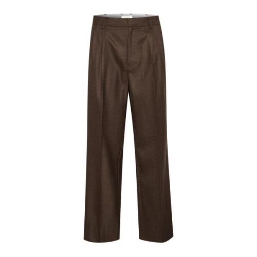 Wijde Pijp Broek Hot Fudge Melange Part Two , Brown , Dames