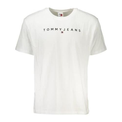 Korte Mouw Logo Geborduurd T-Shirt Wit Tommy Hilfiger , White , Heren