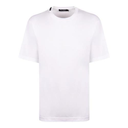 Geribbelde crew-neck katoenen T-shirt Dolce & Gabbana , White , Heren