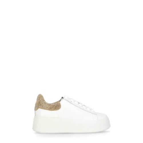 Witte Leren Sneakers met Strass Detail ASH , White , Dames