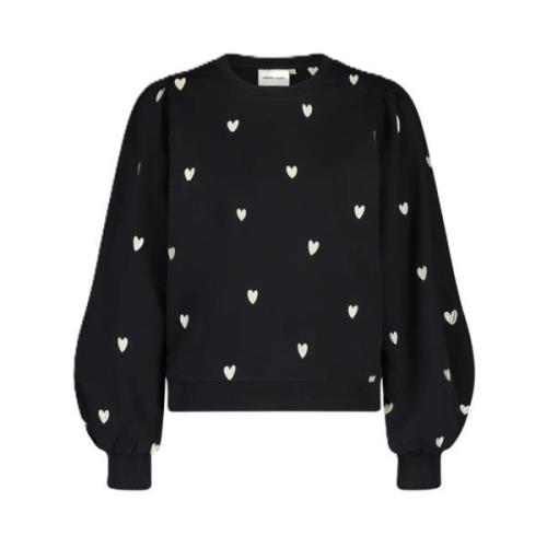 Hartprint Ballonmouw Sweater Fabienne Chapot , Black , Dames