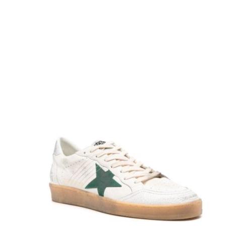 Wit Groen Kalfsleren Sneakers Golden Goose , White , Heren