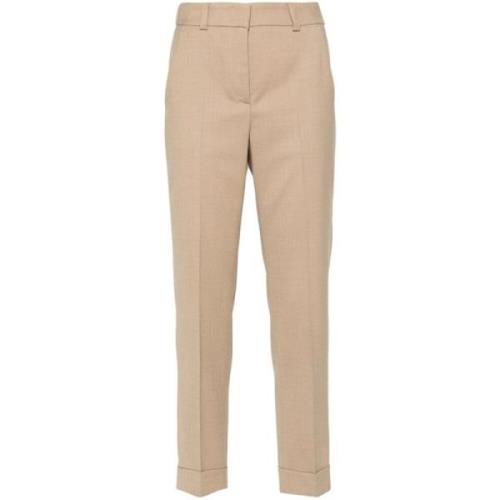 Beige Wolmix Slim Fit Broek Peserico , Beige , Dames