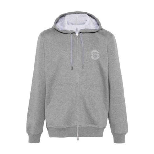 Grijze hoodie met logoprint Brunello Cucinelli , Gray , Heren