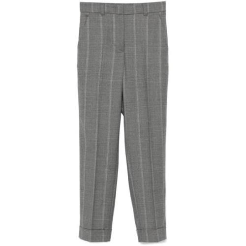 Slim Fit Gestreepte Broek van Wolmix Peserico , Gray , Dames