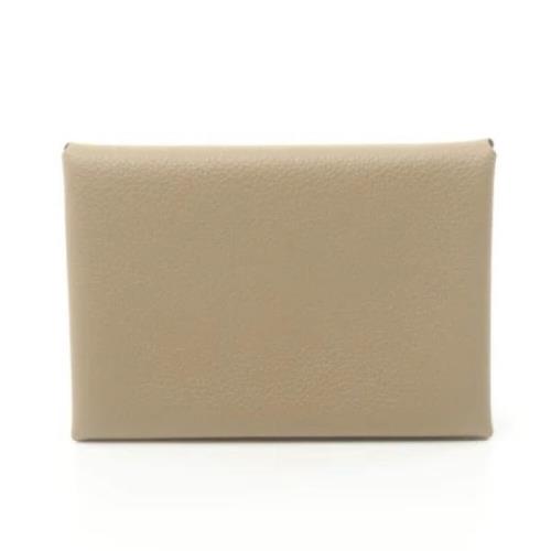 Pre-owned Leather wallets Hermès Vintage , Beige , Dames