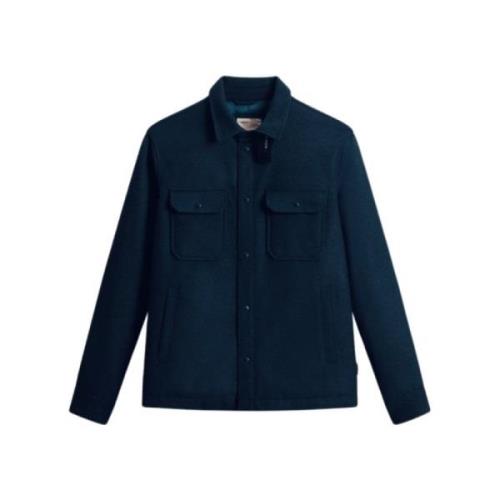 Alaskan Wool Overshirt Melton Blue Woolrich , Blue , Heren