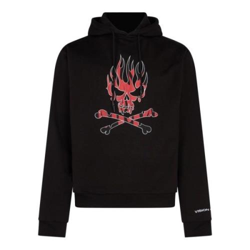 Skull Print Lichtgewicht Hoodie Zwart/Rood Vision OF Super , Black , H...