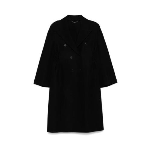 Zwarte wollen jas met gerimpeld detail Ermanno Scervino , Black , Dame...