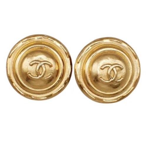 Pre-owned Metal earrings Chanel Vintage , Yellow , Dames